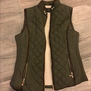 Olive green fur vest